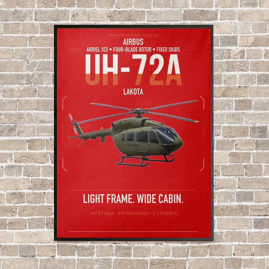 Airbus UH-72A Lakota vertical canvas print - framed - red background