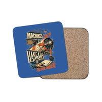 Thumbnail for Machines Sleep. Hangars Remember. design on blue 1 piece coaster