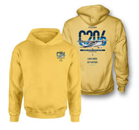 Thumbnail for Cessna 206 Stationair design on yellow double-side hoodie, double-side print