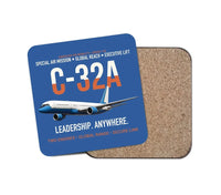 Thumbnail for C-32A Air Force Two Global Reach design on blue 1 piece coaster