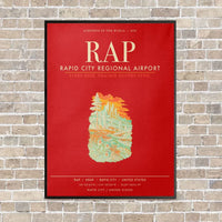 Thumbnail for Rapid City Regional Airport RAP vertical canvas print - framed - red background