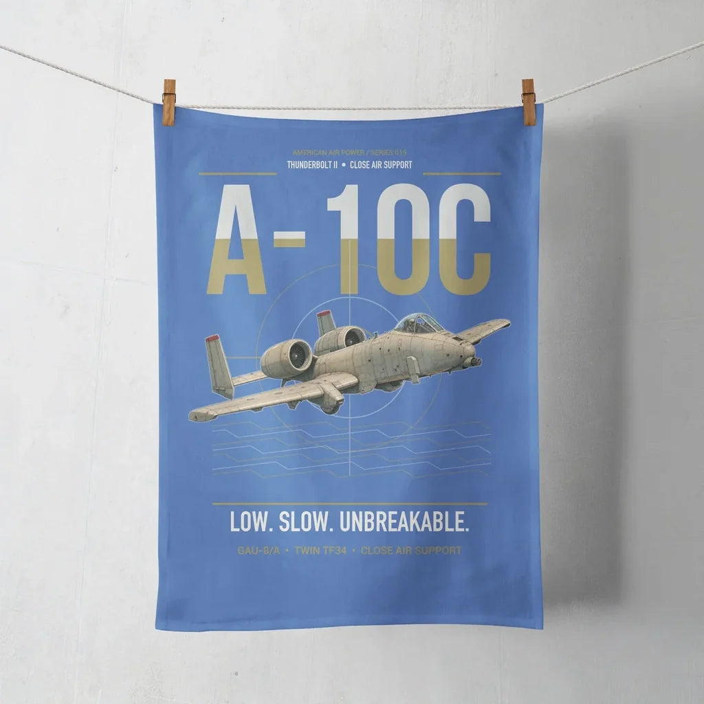 A-10C Thunderbolt II design on blue towel