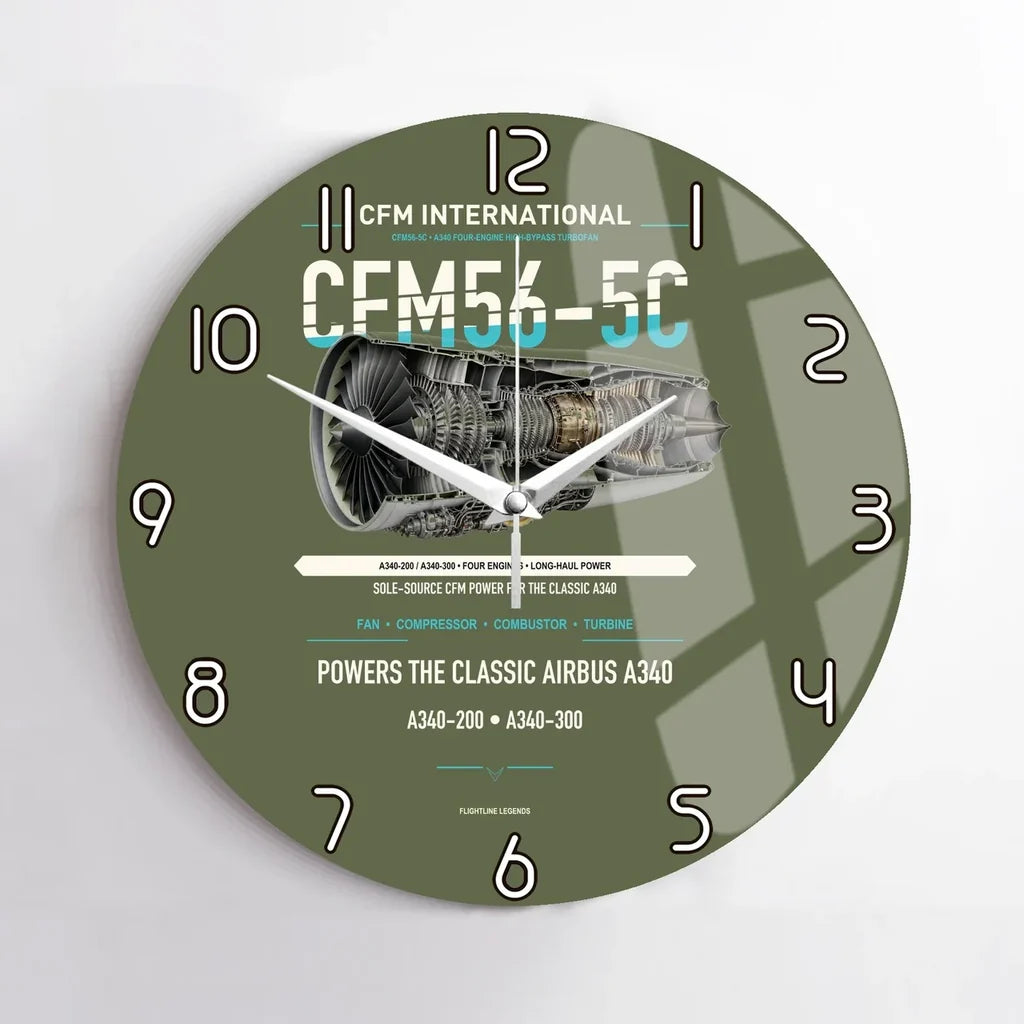 CFM56-5C design on green army no frame wall clock