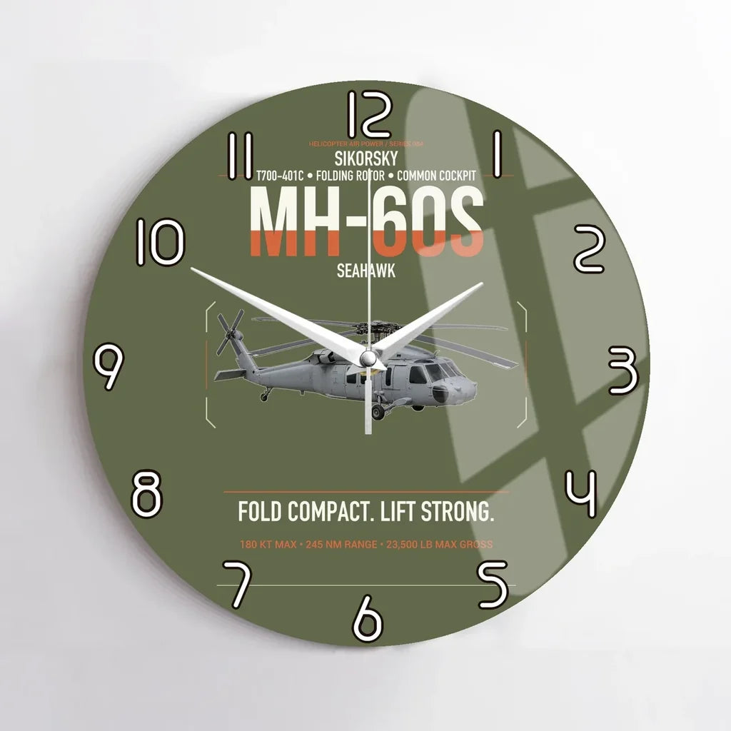Sikorsky MH-60S Seahawk design on green army no frame wall clock