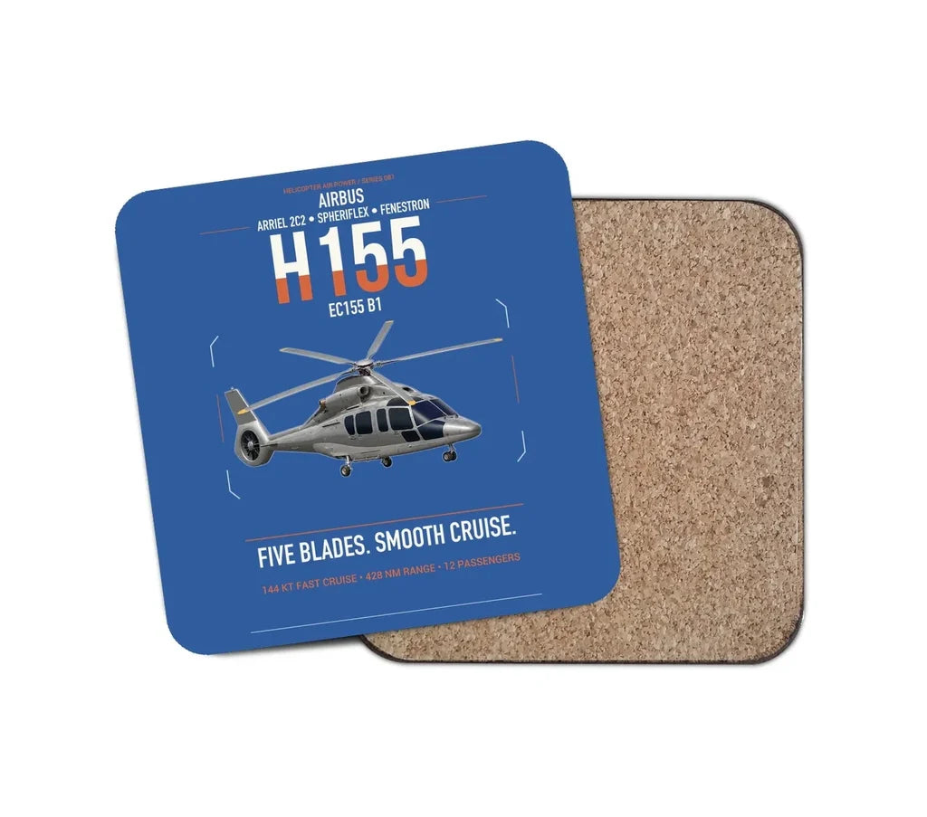 Airbus H155 EC155 B1 design on blue 1 piece coaster