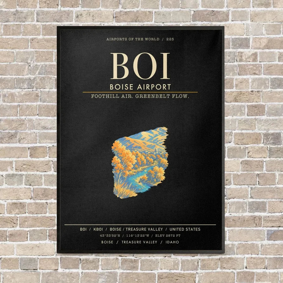 Boise Airport BOI - Canvas Framed - Black