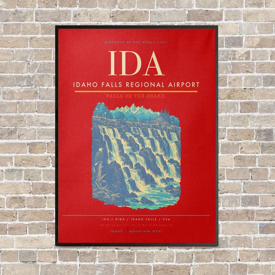 Idaho Falls Regional Airport IDA vertical canvas print - framed - red background