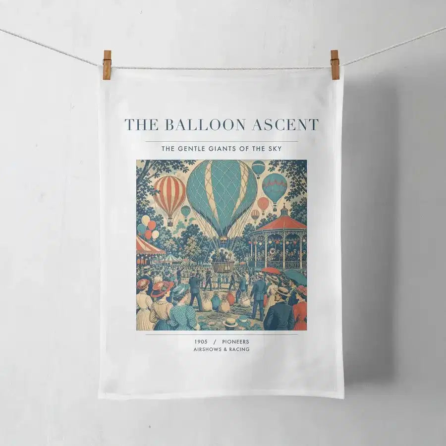 VINTAGE G4011 - The Balloon Ascent - Designed Towels design on white