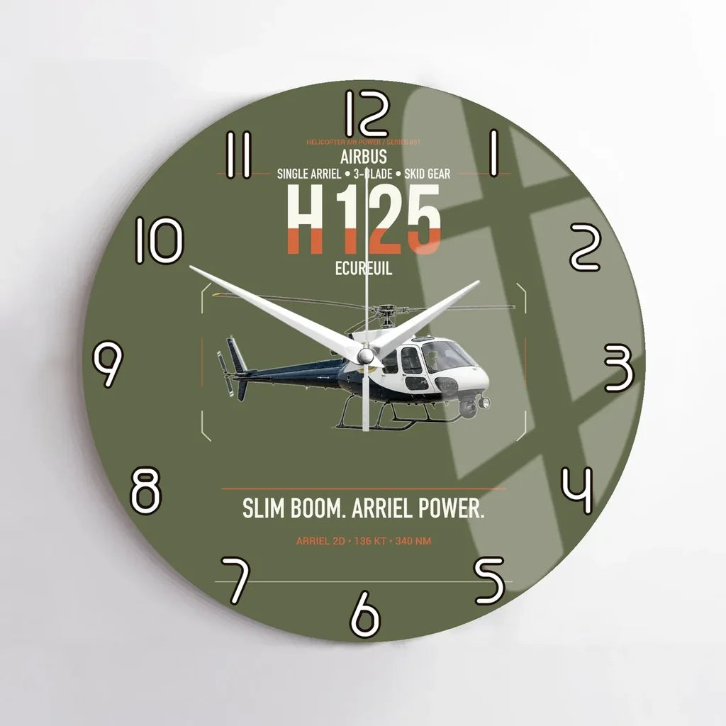 Airbus H125 design on green army no frame wall clock