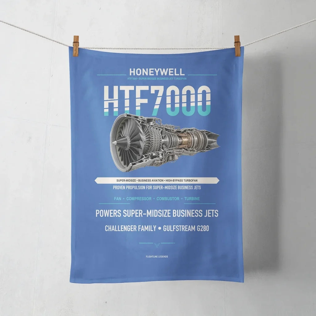 HTF7000 design on blue towel