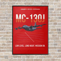 Thumbnail for MC-130J COMMANDO II vertical canvas print - framed - red background