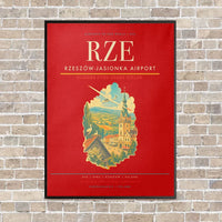 Thumbnail for Rzeszów-Jasionka Airport RZE vertical canvas print - framed - red background