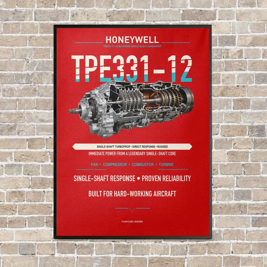 TPE331-12 vertical canvas print - framed - red background