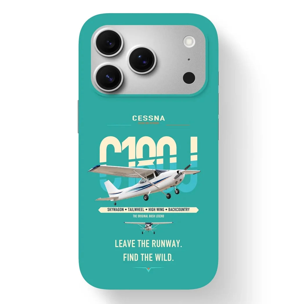 Cessna 180J Skywagon design on turquoise magsafe iphone case, for iPhone 17 Pro