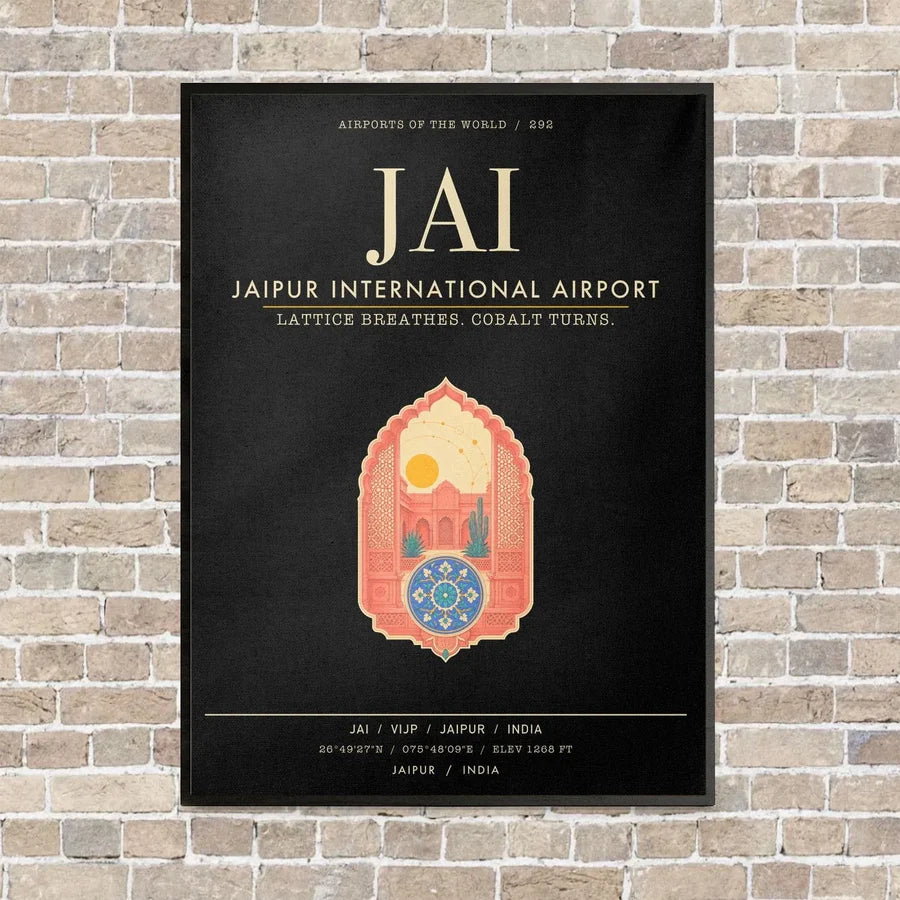 Jaipur International Airport JAI - Canvas Framed - Black