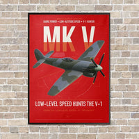 Thumbnail for Hawker Tempest Mk V vertical canvas print - framed - red background
