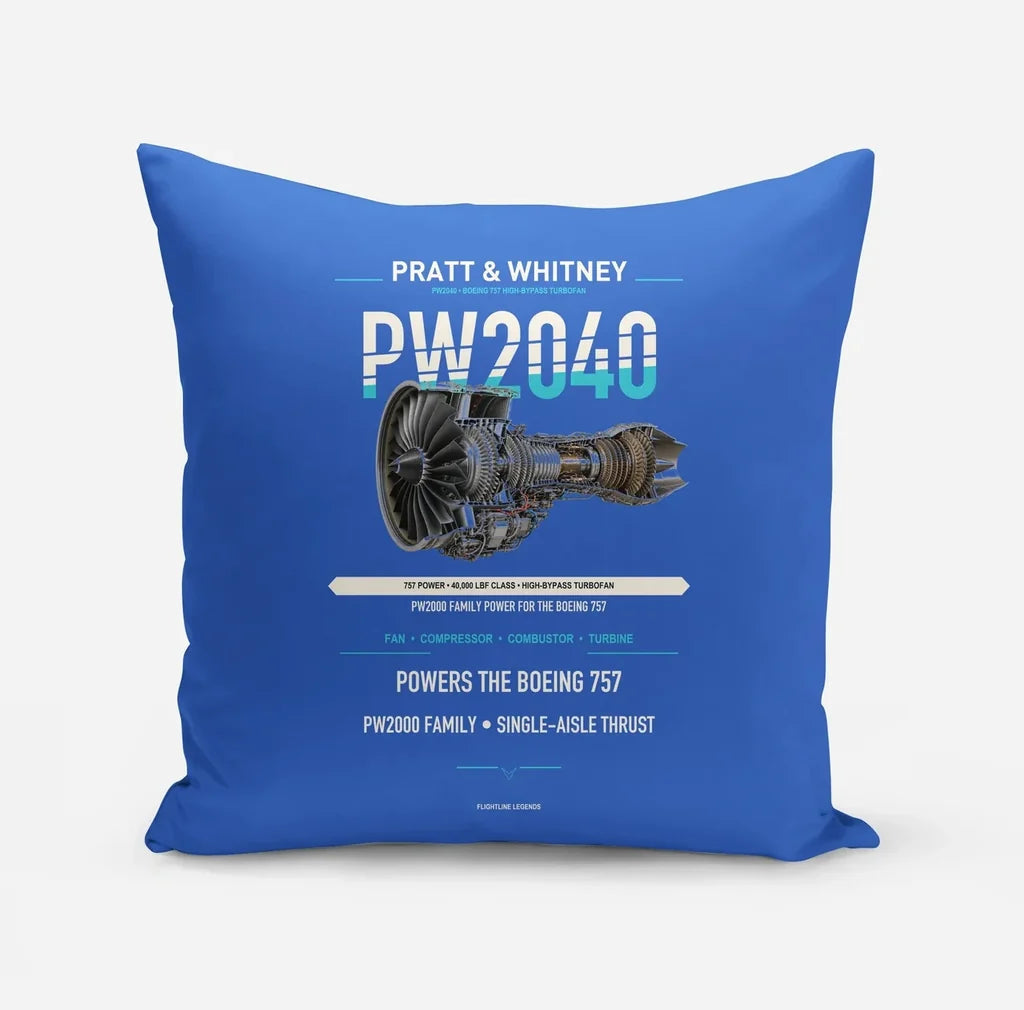 PW2040 design on blue pillow