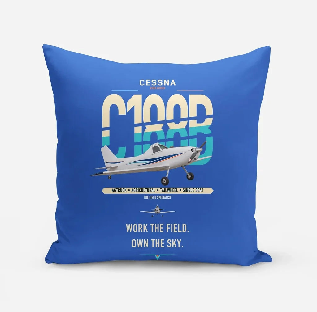 Cessna A188B AgTruck design on blue pillow