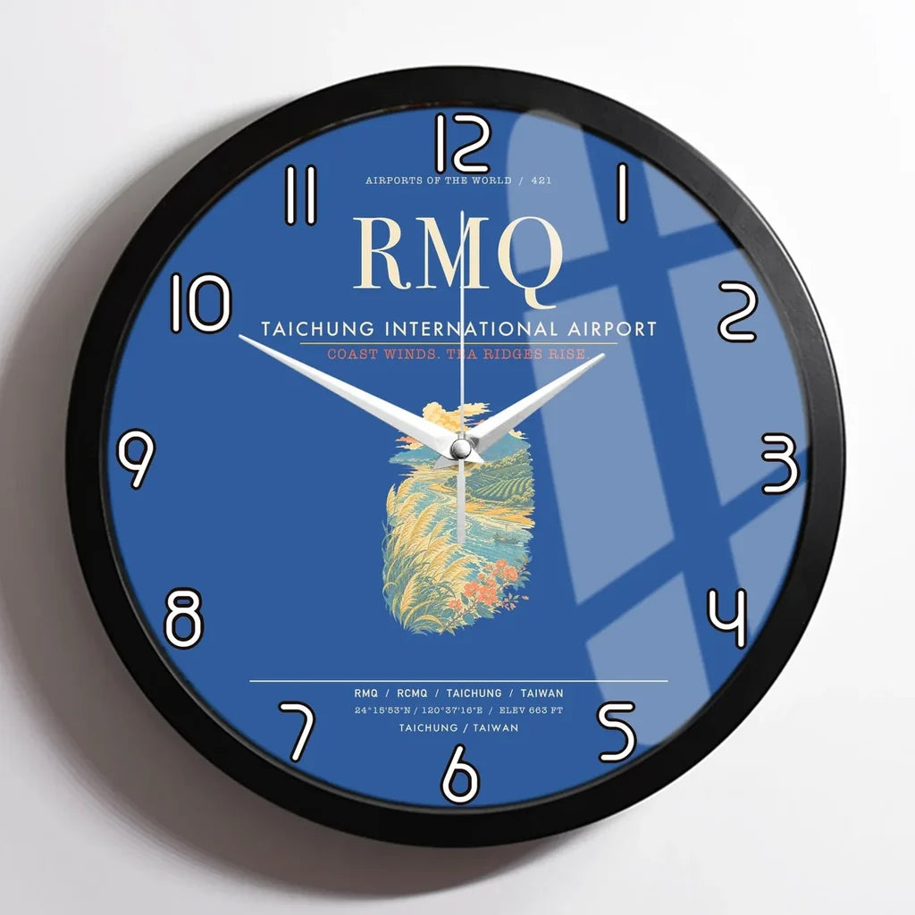 Taichung International Airport RMQ Wall-Clock Framed - Blue
