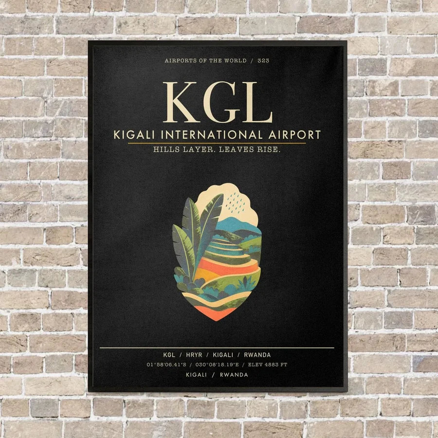 Kigali International Airport KGL - Canvas Framed - Black