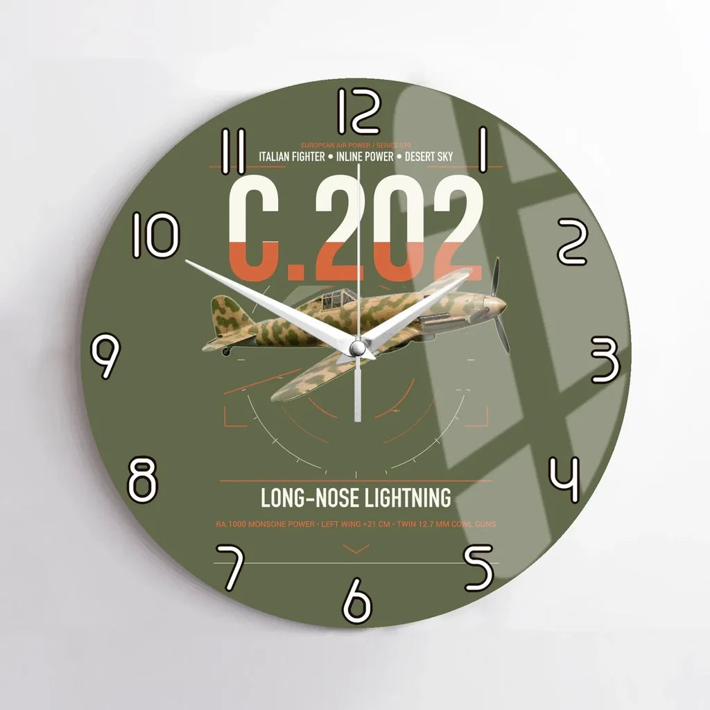 Macchi C.202 Folgore design on green army no frame wall clock