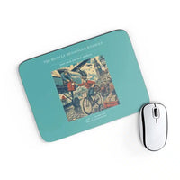 Thumbnail for VINTAGE G4311 - The Bicycle Messenger Handoff - Designed Mouse Pads design on turquoise rectangle