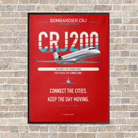 Thumbnail for Bombardier CRJ200 vertical canvas print - framed - red background