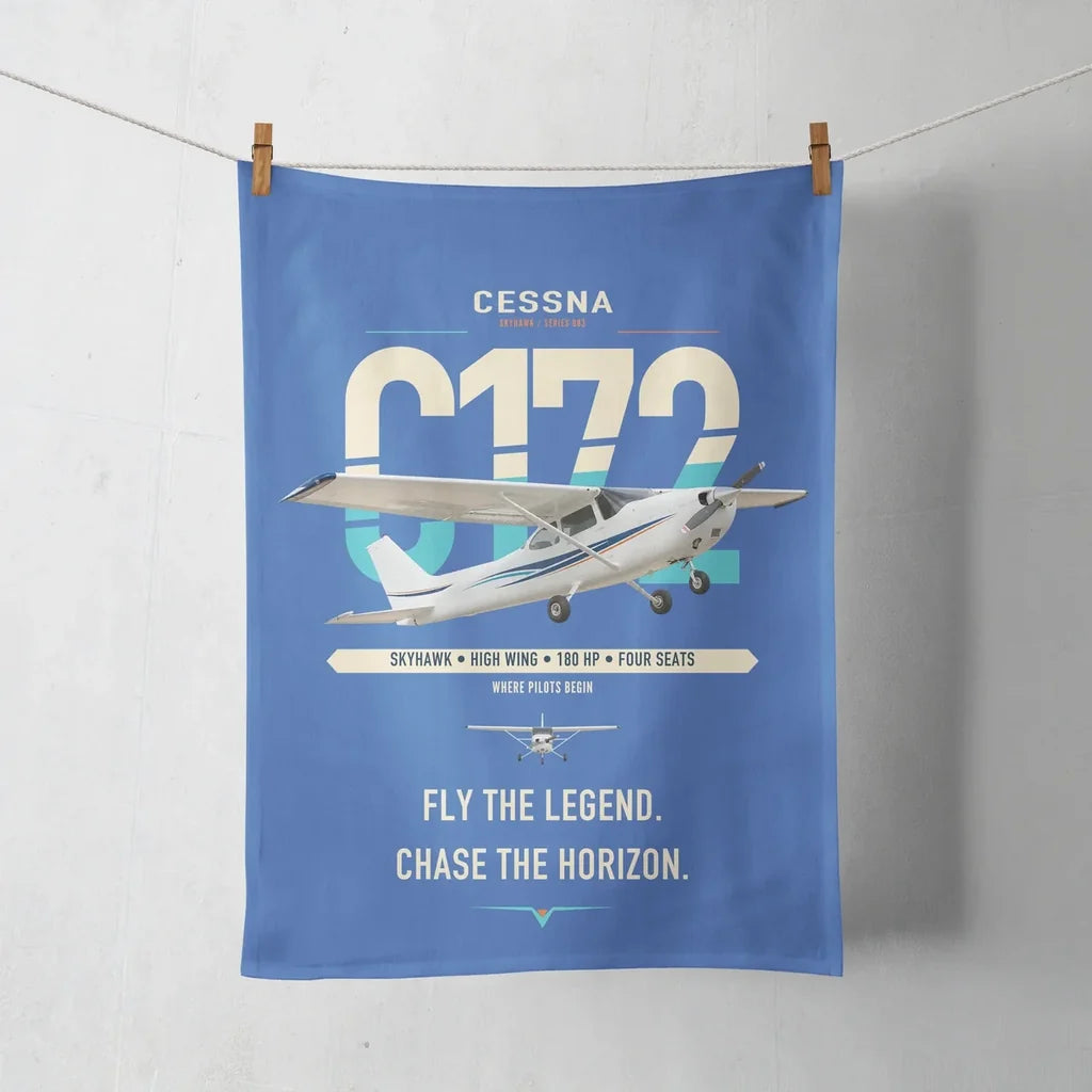 Cessna 172 Skyhawk design on blue towel