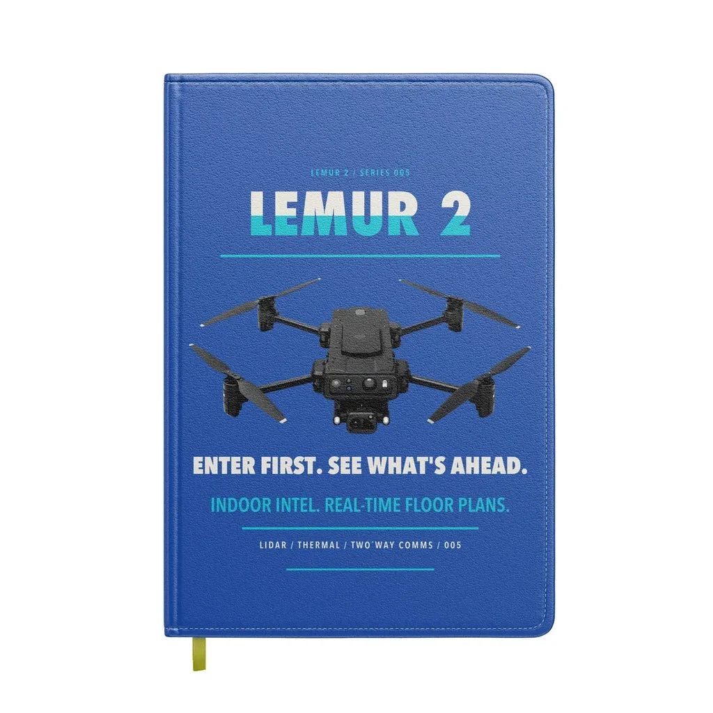 BRINC LEMUR 2 design on blue notebook