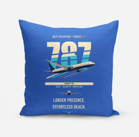 Thumbnail for Boeing 787-10 Dreamliner design on blue pillow