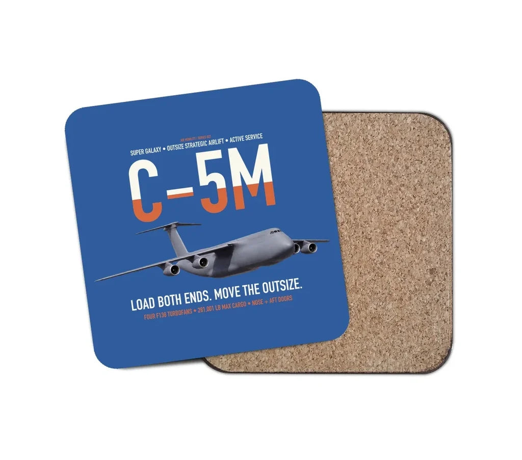 C-5M Super Galaxy design on blue 1 piece coaster