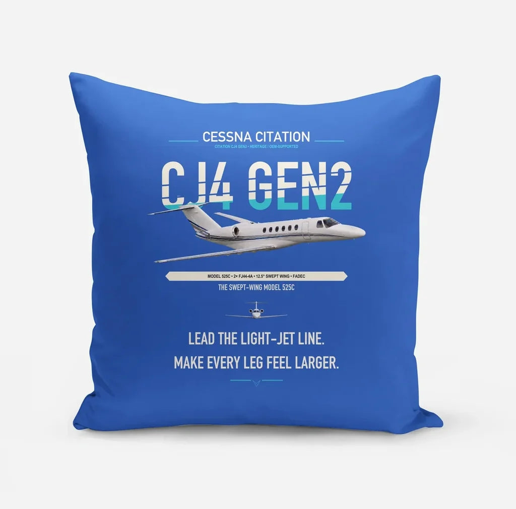 Cessna Citation CJ4 Gen2 design on blue pillow
