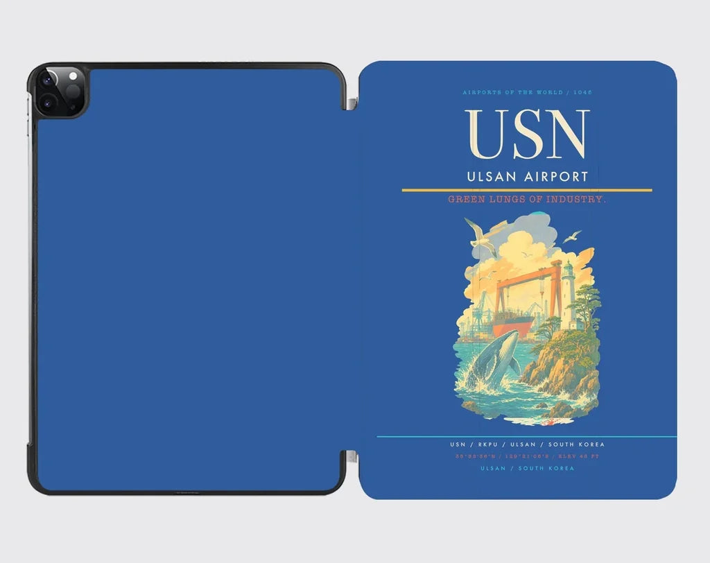 Ulsan Airport (USN) design on blue ipad tablet case