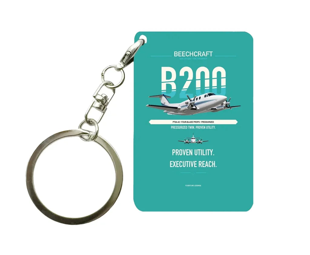 King Air B200 Key Chain design on turquoise key chain