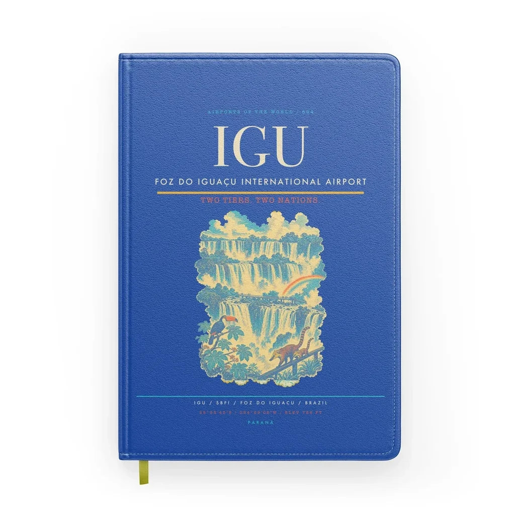 Foz do Iguaçu International Airport (IGU) design on blue notebook