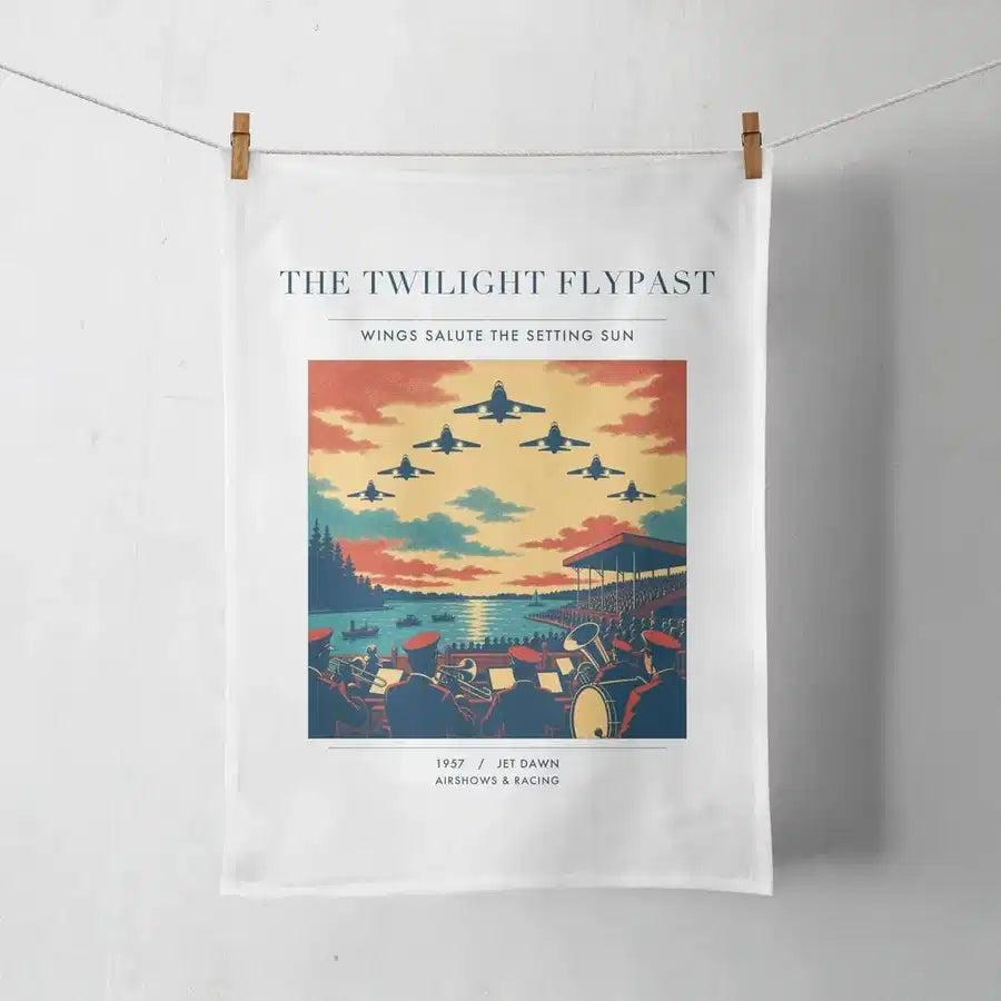 VINTAGE G4260 - The Twilight Flypast - Designed Towels design on white
