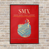 Thumbnail for Santa Maria Public Airport SMX vertical canvas print - framed - red background