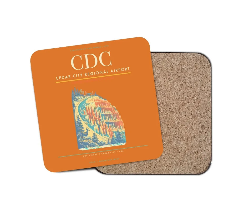 Cedar City Regional Airport CDC Coaster 1-Piece - Orange