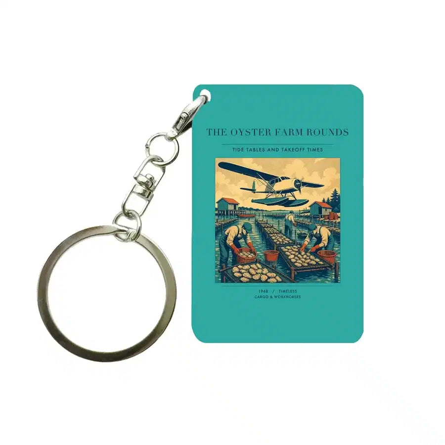 VINTAGE G4446 - The Oyster Farm Rounds - Designed Key Chain design on turquoise