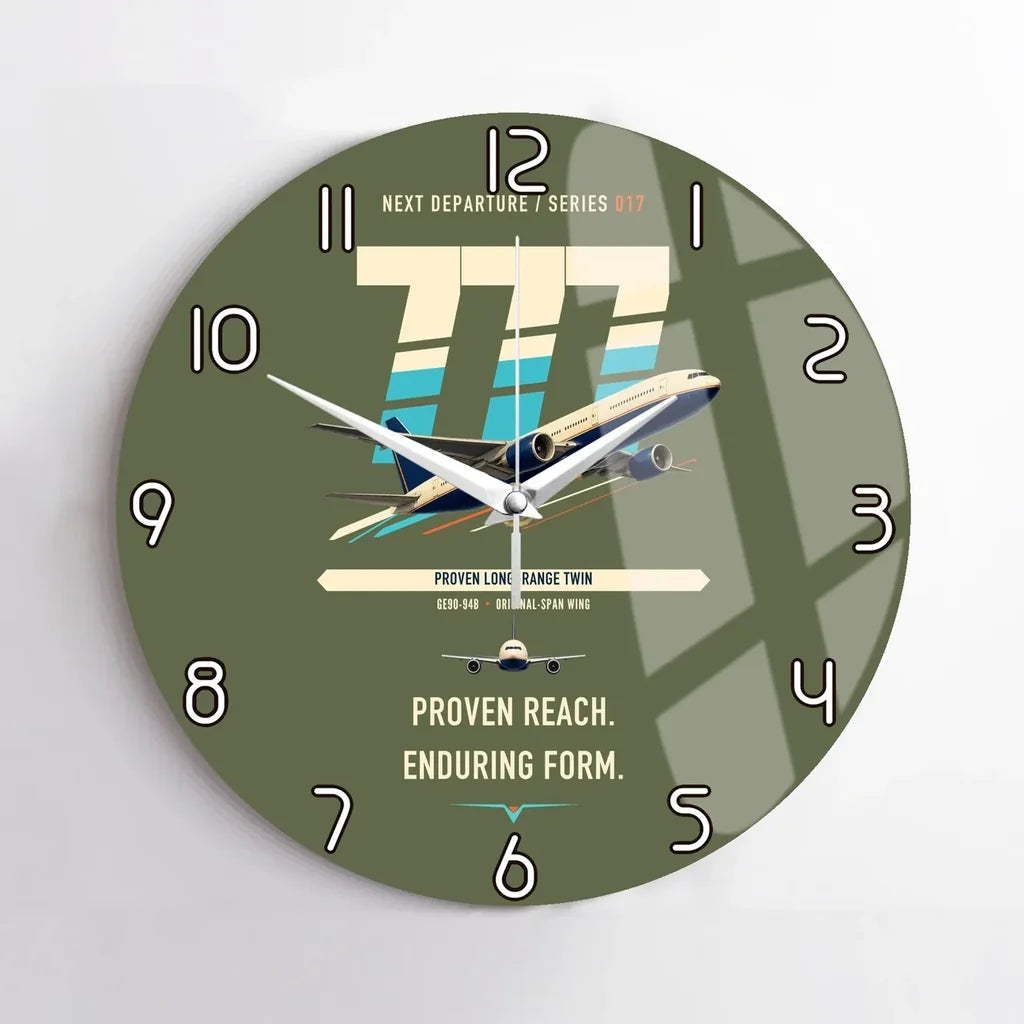 Boeing 777-200ER design on green army no frame wall clock