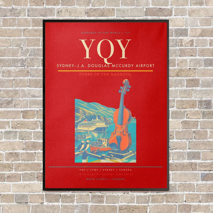 Sydney–J.A. Douglas McCurdy Airport YQY vertical canvas print - framed - red background