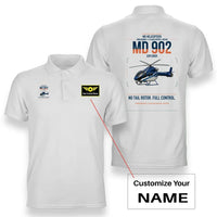 Thumbnail for MD Helicopters MD 902 Explorer design on white+name double-side polo t-shirt, double-side print