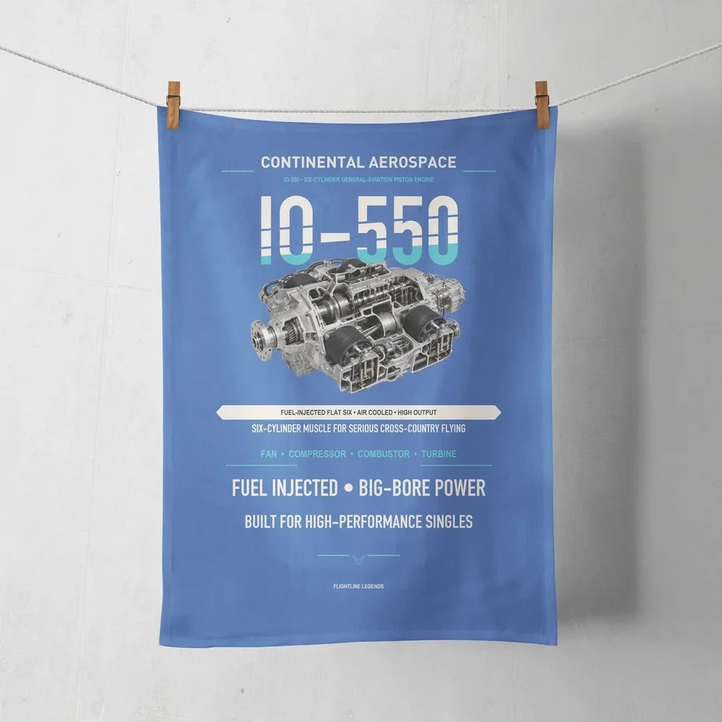 IO-550 design on blue towel