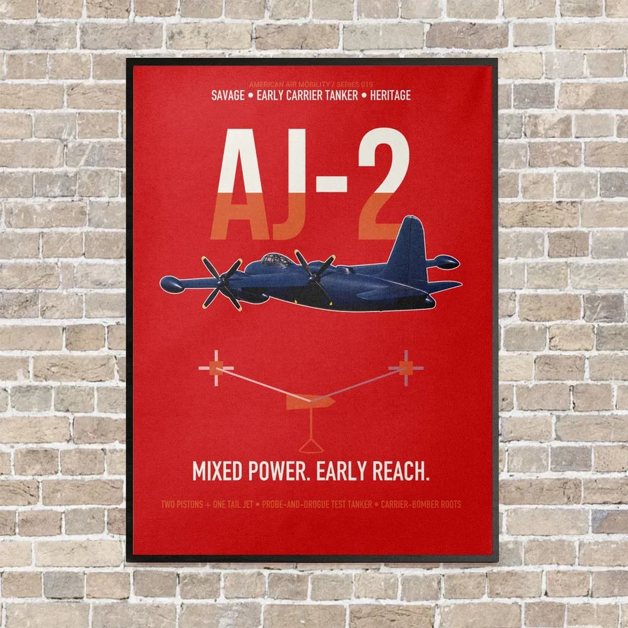 AJ-2 Savage Tanker vertical canvas print - framed - red background