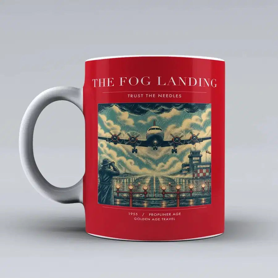VINTAGE G4095 - The Fog Landing - Ceramic Mug design on red