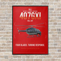 Thumbnail for Bell 407GXi vertical canvas print - framed - red background