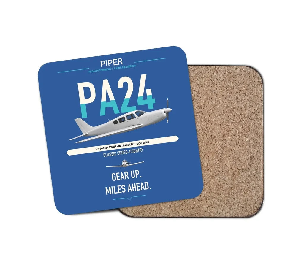 Piper PA-24-250 Comanche 250 design on blue 1 piece coaster