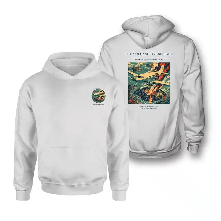 VINTAGE G4206 - The Volcano Overflight - Double-Side Hoodie design on white double side
