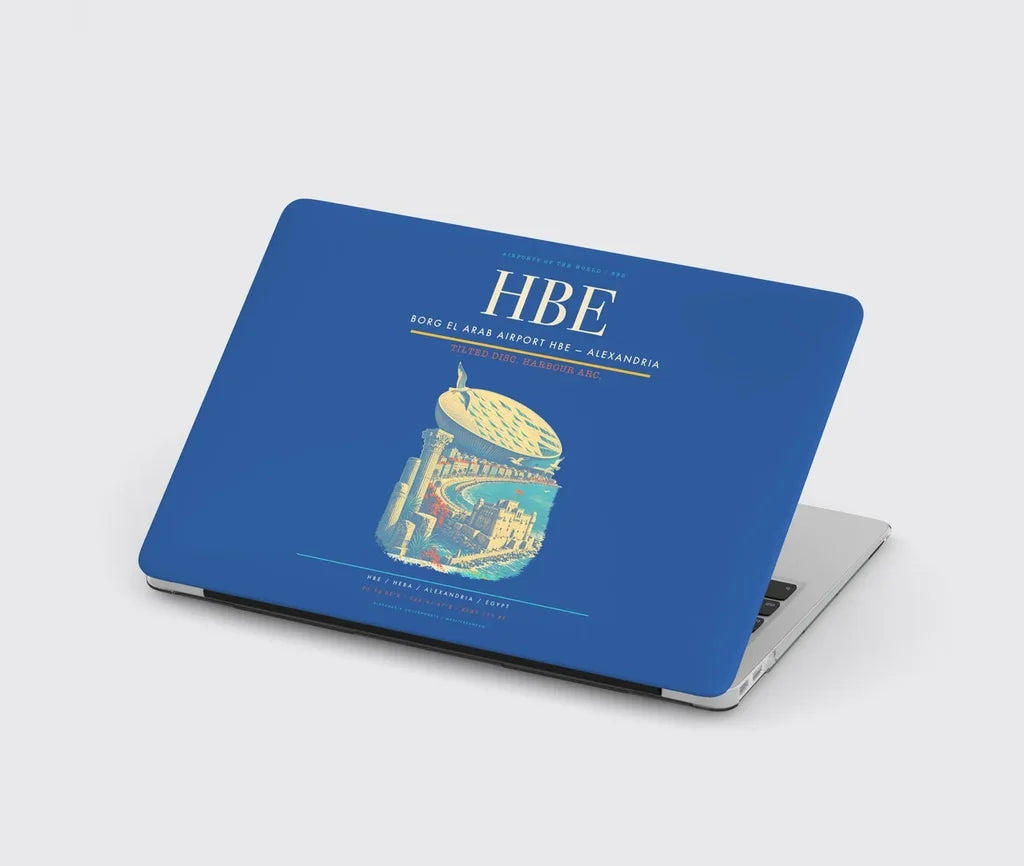 Borg El Arab Airport (HBE) design on blue MacBook case