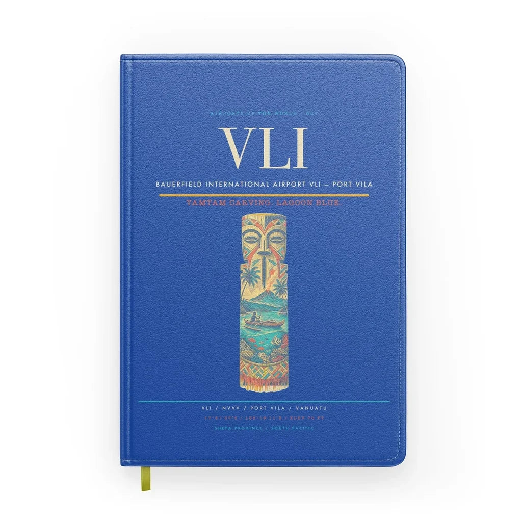 Bauerfield International Airport (VLI) design on blue notebook
